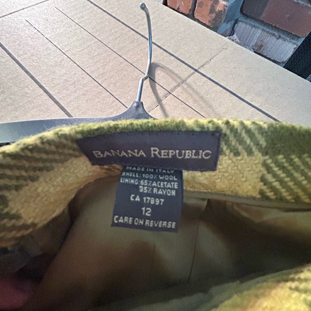 Banana Republic Plaid Skirt - Olive and Yellow
